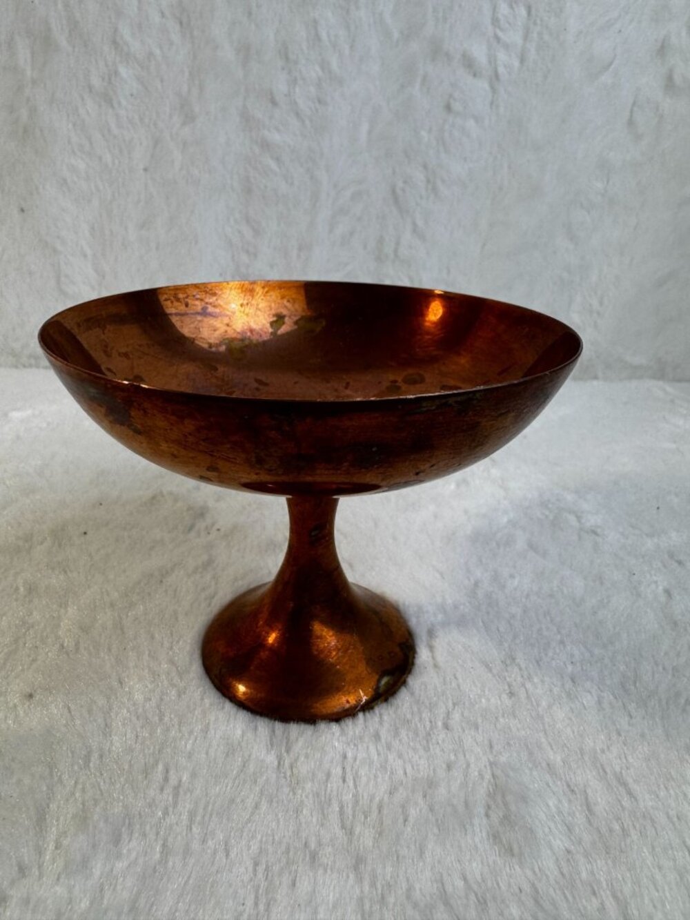 Vintage Copper footed Pedestal Compote Candy Bowl Tall Decorative Dish For Home